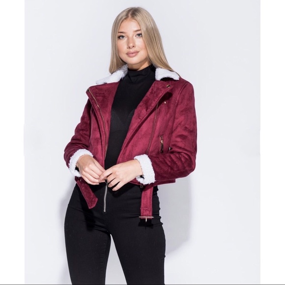 🚨SALE!! Suedette Borg Collar Biker Jacket - Picture 2 of 7